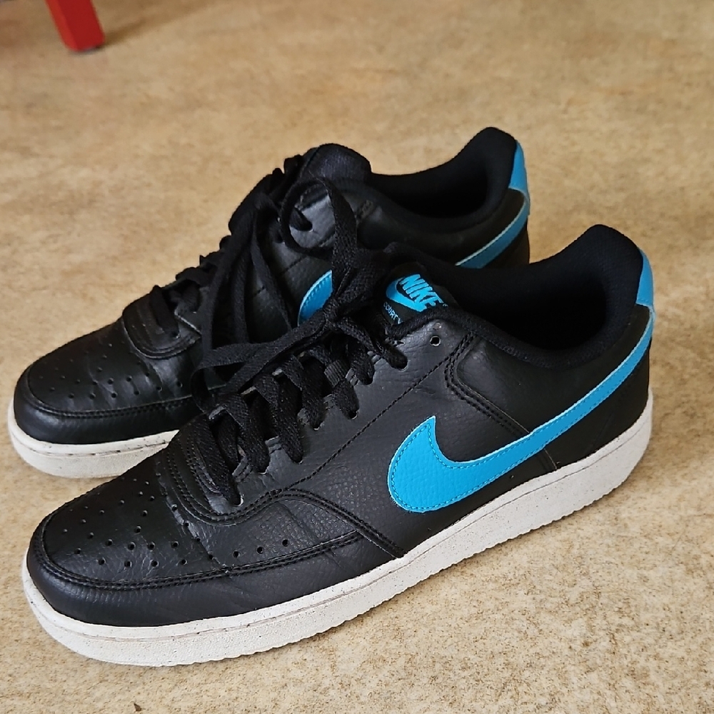 Nike Court Vision Men's Black Sneakers with Blue Accents 9